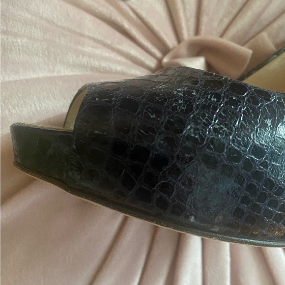 - GIUSEPPE ZANOTTI Black Snake Peep Toe Platform Pumps Size 37 high heels … - Picture 8 of 15